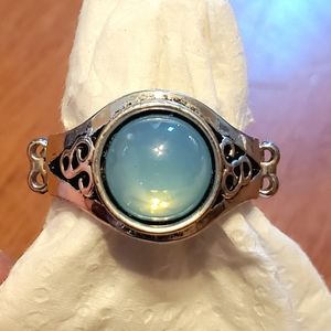 Paparazzi light aqua gemstone silver ring, one size fits all.